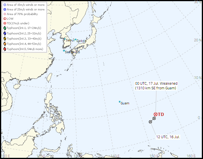 No. 20 Tropical depression route